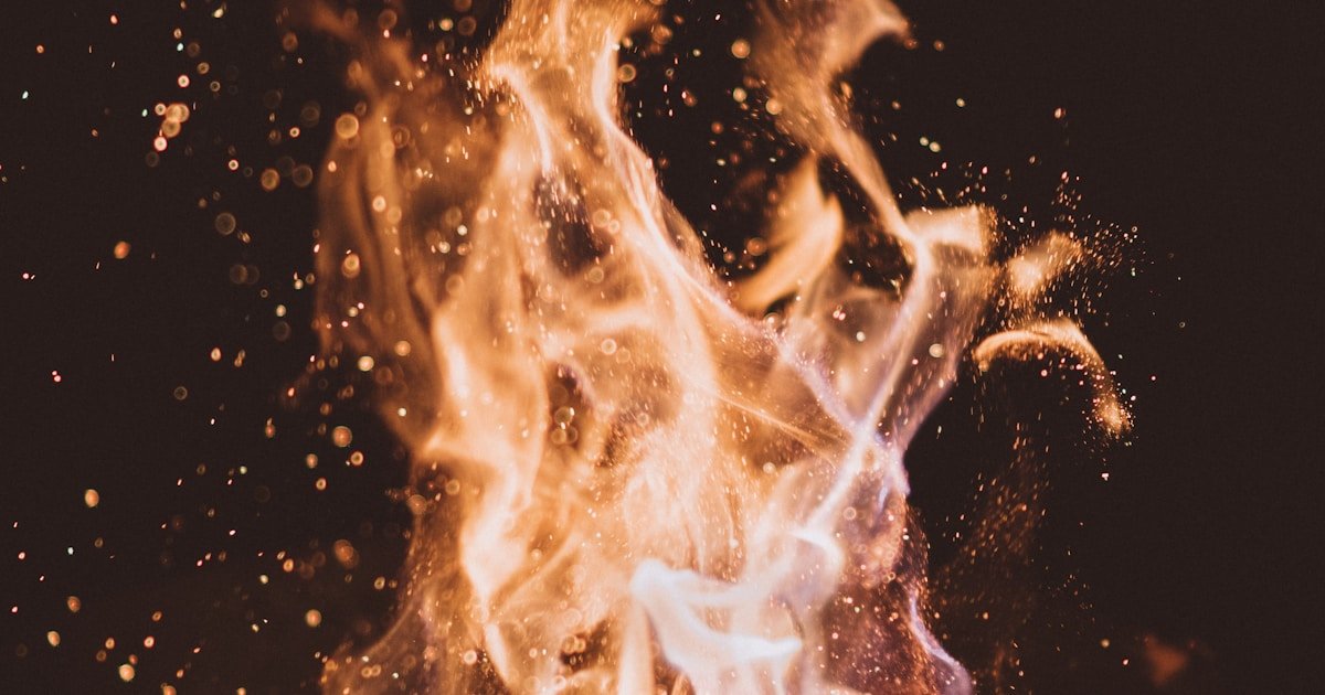 Close-up photo of fire at night